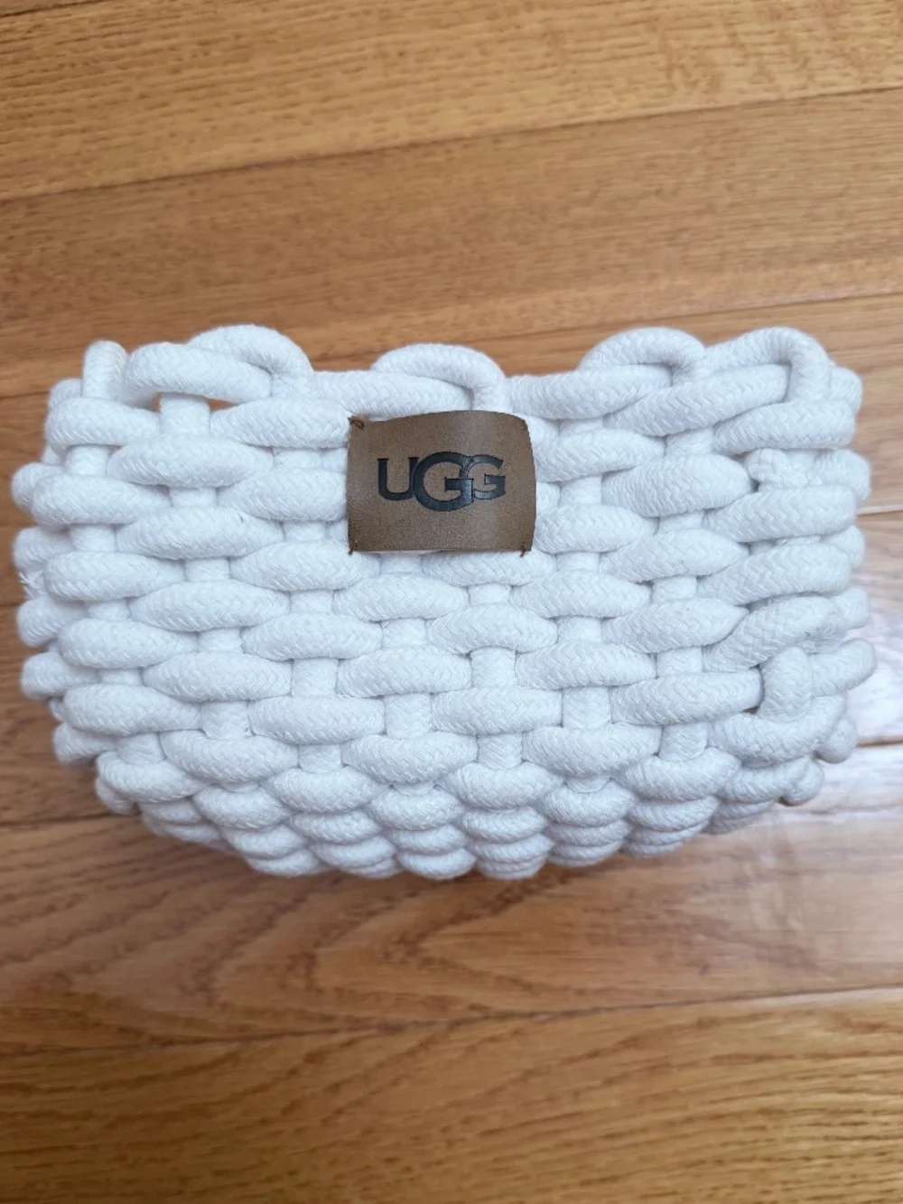 UGG Rope Vanity Storage Basket Container with Leather Label Logo